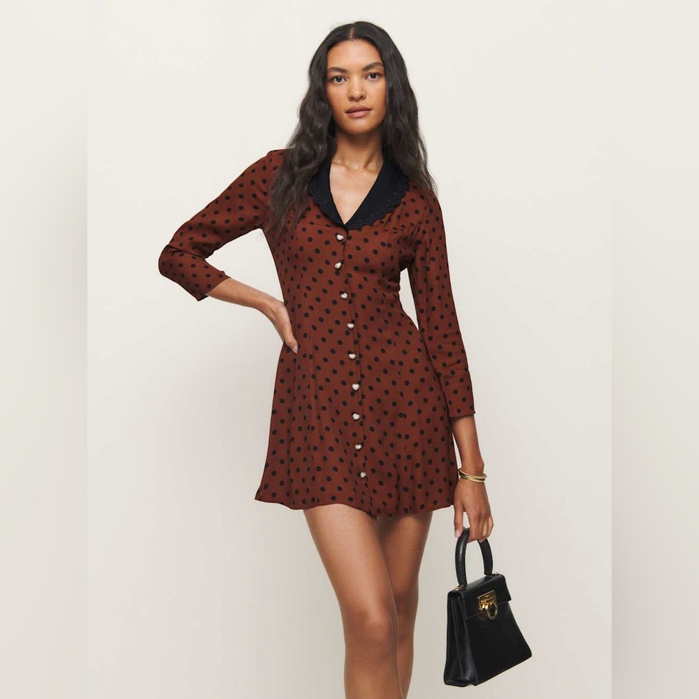 *NWT* Reformation Galene Dress Fig Jam Dot size 0 brand new with tags